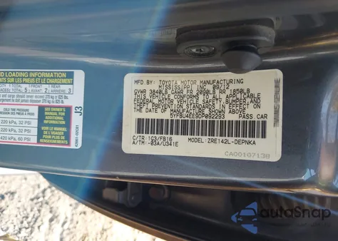 2013 Toyota Corolla Le from USA, damaged, VIN 5YFBU4EE9DP092293